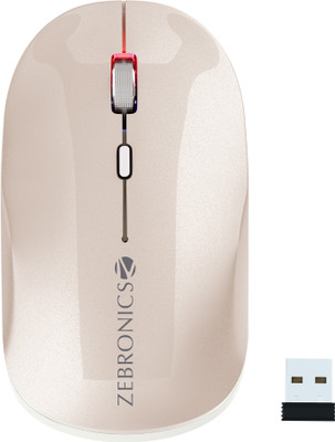 ZEBRONICS Poise Wireless Ambidextrous Optical Mouse Rechargeable Wireless Mouse ,1600DPI, Silent Ergonomic, 4 Buttons  with Bluetooth(2.4GHz Wireless, Bluetooth, (Pearl White))
