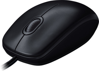 Logitech B100 Wired Ambidextrous Optical Mouse 800 DPI Optical Tracking, 3-Year Warranty, PC/Mac Compatibility(USB 2.0, Black)