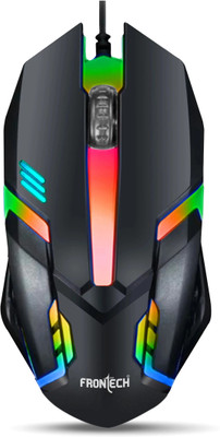 Frontech Wired USB Mouse with 3 Handy Buttons | Stylish Grip 1200 DPI MS-0070 Wired Ambidextrous Optical Mouse(USB 2.0, Black)