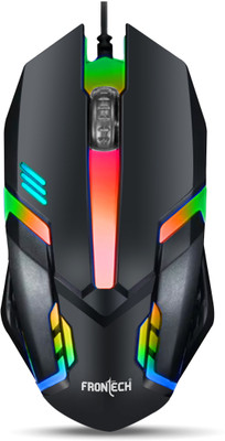 Frontech Wired USB Mouse with 3 Handy Buttons | Stylish Grip 1200 DPI MS-0070 Wired Ambidextrous Optical Mouse(USB 2.0, Black)