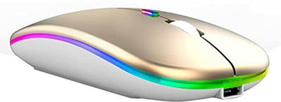 Dezful Lighting Mouse Gold Wireless Ambidextrous Optical Mouse  with Bluetooth(Bluetooth, 2.4GHz Wireless, Gold)