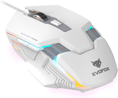 EVOFOX Spectre Wired Ambidextrous Optical  Gaming Mouse 3600 DPI Gaming Sensor and 7 Colours Rainbow Lighting(USB 2.0, White)