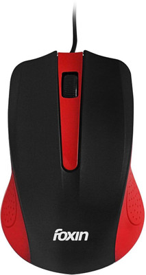 Foxin Classy Wired Ambidextrous Optical Mouse(USB 2.0, Red)
