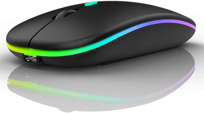 Elderbuy Wireless 2.4Ghz Rechargeable Mouse 1200 DPI Ultra-Thin Wireless Ambidextrous Optical Mouse  with Bluetooth(2.4GHz Wireless, Black)