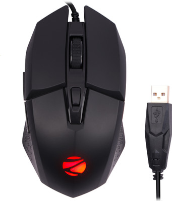 ZEBRONICS Shark Wired Ambidextrous Optical  Gaming Mouse Premium Gaming Mouse, 6400 DPI, 6 Buttons, RGB, High Resolution Sensor(USB 2.0, Black)