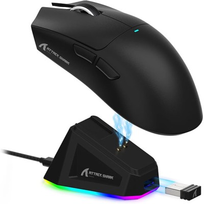 Attack Shark AttackSharkX11White Wireless Optical  Gaming Mouse(2.4GHz Wireless, Bluetooth, USB 3.0, Black)