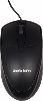 zebion Quick Mouse with DPI 1000, Comfortable Feel, Ergonomic Design, 1 Year Warranty, Wired Ambidextrous Optical Mouse(USB 2.0, Black)