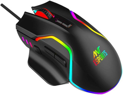 Ant Mouse RGB, 7200 DPI Adjustable, Comfortable Grip Ergonomic Wired Gaming Mice Wired Right Handed Optical  Gaming Mouse(USB 3.0, USB 2.0, Black)