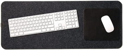 TIERNO Large Desk Mat Mouse Mat 74 x 30 cm Made of Merino Felt and Natural Leather Non Slip Base Mousepad(Dark Grey)