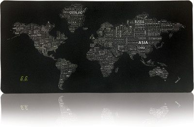 GeekGrip World Map Desk Pad With Anti Skid Base and Waterproof Non Slip Base Mousepad(Black)