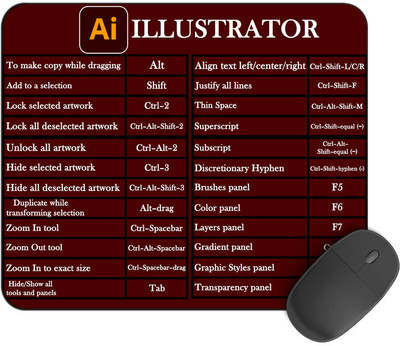 Kirmada Printed Design illustrator Ms Shortcut Key Non-Slip Water Proof Mouse Pad. Mousepad(Multicolor)