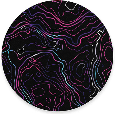 The Custom Crow Topographic Contour Abstract Art Textured Round Mouse Pad Non Slip Base Mousepad(Pattern 7)
