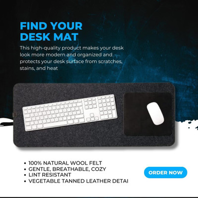 TIERNO 7530 mouse pad attached-blackdark Non Slip Base Mousepad(Dark Grey)