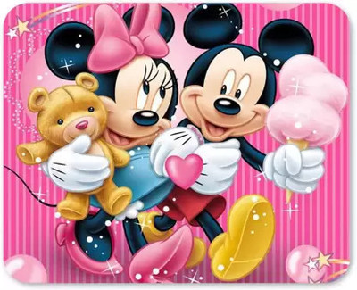dk printing mickey-mouse-design-non-slip-rubber-base-laptop COMPUTER MOUSE PAD Non Slip Base Dual Sided Mousepad(Black)