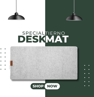 TIERNO Felt Desk Mat 75x30 cm - Table Mat, Mouse Pad for Laptop/Keyboard/Mouse Non Slip Base Mousepad(Light Grey)