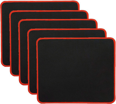 NIGSUR [5 Pack] Silk-Gliding Gaming Mouse Pad Red Non Slip Base Mousepad(Black)