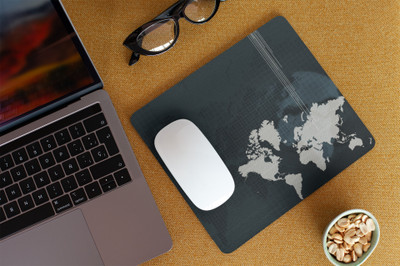 Craftsent Black World Background Mouse Pad | Non-Slip Rubber Base, Anti-Skid Matt Finish Non Slip Base Mousepad(Black)