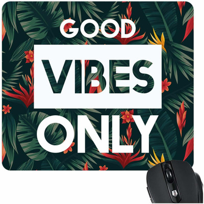 BHS BROTHERS Good Vibes Anti-Slip Gaming Floral Stitched Non Slip Base Mousepad(Green)