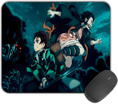 Kirmada Printed Designer Mouse Pad Nezuko And Tanjiro Non-Slip Demon Slayer Non Slip Base Mousepad(Multicolor)