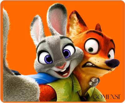 GOMENSI 228X190mm Gaming,Non-Slip Rubber Base,Waterproof,Animated Cartoon zootopia Print Non Slip Base Mousepad(Orange)