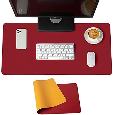 SYGA Desk Pad Protector Waterproof PU Desk Mat for Office & Home Mousepad(Red & Yellow)