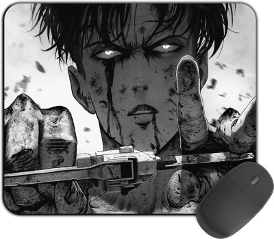 NKTRADERS Printed Design Mouse Pad LEVI 3 Enhance Gaming and Work Performance Mousepad(Black, White, Grey)