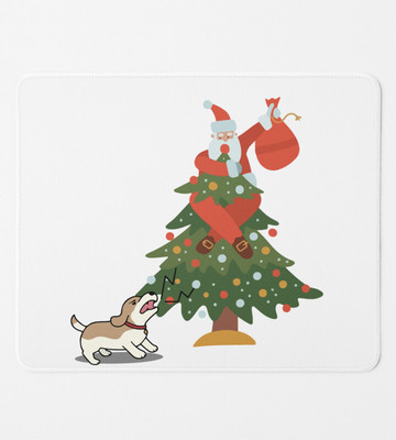 HopOffer Santa On The Tree: Humorously Crafted MousePad Non Slip Base Mousepad(White)
