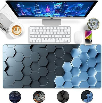 DARSHANAM WORLD Anti-Slip Keyboard Pad, Large Cheat Sheet Mouse Pad, Large Rubber Base Desk Mat Mousepad(Hexagon)