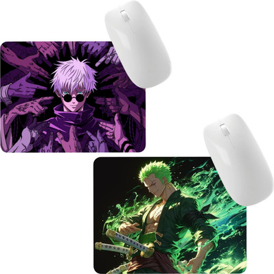 Aniithing Anime Combo gaming Mouse Pad Non-Slip Rubber Base for Computer leptop(pack of 2) Non Slip Base Mousepad(Gojo & Zoro)