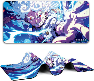 Bestor Anime Gear 5 Luffy Extended Gaming Mouse Pad Large Size Ideal for Gamers 60x30cm Non Slip Base Mousepad(Multy)