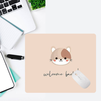 DFLEXPRINTS Cute Cat Mousepad for Laptop & PC Non-Slip Desk Mat Office & Study Use Non Slip Base Mousepad(Pink)