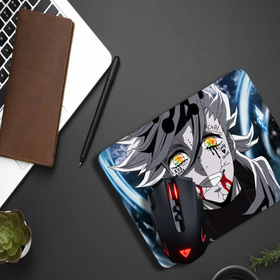 Inkaura Demon Slayer Anime Mousepad For Laptop & Desktop 9×7 Inches Printed Doma Non Slip Base Mousepad(White)
