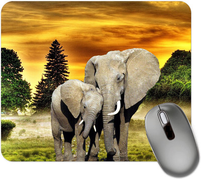 dk printing Couple Of Elephant Printed Mouse Pad Mousepad(Black)