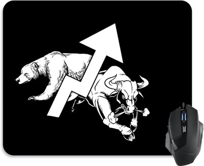 JOJO TRADERS black bear and bull design mouse pad for gamming Mousepad(Black)