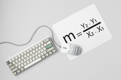 Rushaan M=Y2-Y1/X2-X1 - Printed Mousepads For Mathematics Lovers Non Slip Base Mousepad(White)