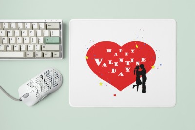 MiTrends Happy Valentine Day text in White -Printed Mousepads(20cm x 18cm) Mousepad(White)