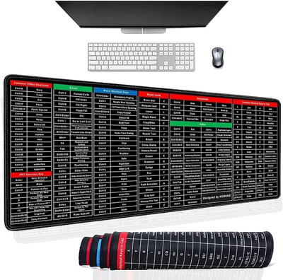 PelBart Study Table Mat – Shortcut Keys for Students and Creators Non Slip Base Mousepad(Black)