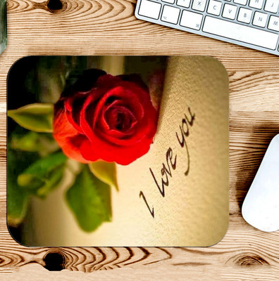 Gfylo I Love You Rose Printed Mouse pad Smooth Surface and anti-Slip Non Slip Base Mousepad(Multicolor)
