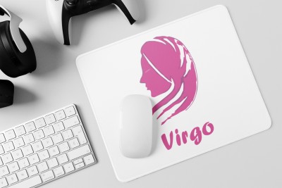 Rushaan Virgo (BG pink) - Zodiac Sign Printed Mousepads For Astrology Lovers Mousepad(White)