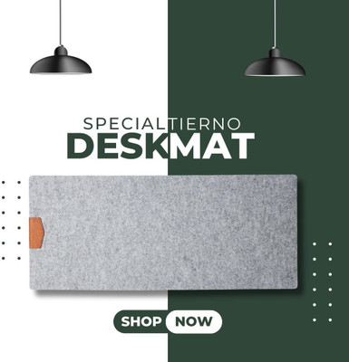 TIERNO Felt Desk Mat 80x35 cm - Table Mat, Mouse Pad for Laptop/Keyboard/Mouse Non Slip Base Mousepad(Light Grey)