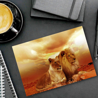 dk printing African lion Couples Printed Mouse Pad Mousepad(Black)