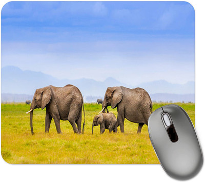 dk printing ElephantS Printed Mouse Pad Non Slip Base Mousepad(Black)