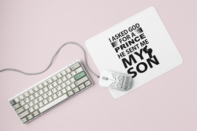 HopOffer I asked god for a prince - Printed Mousepad (20cm x 18cm) Non Slip Base Mousepad(White)