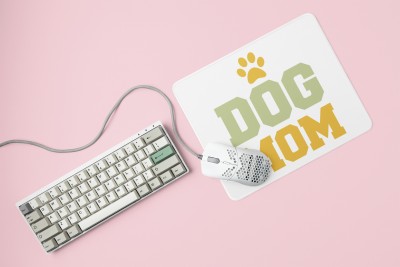 Rushaan Dog mom Light Green And yellow Text-printed Mousepads for pet lovers Mousepad(White)