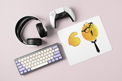 Rushaan Strong Man Emoji- Emoji Printed Mousepad For Emoji Lovers Mousepad(White)