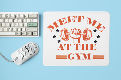 Rushaan Meet Me At The Gym, (BG Orange) - Printed Mousepad Non Slip Base Mousepad(White)