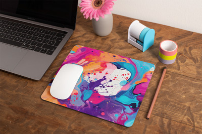 lixsass Vibrant Abstract Swirl Mouse Pad - 23x18 cm for Gaming, PC, Office Use Non Slip Base Mousepad(Pink)