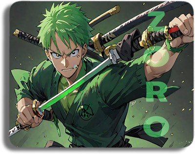 Inkaura Anime Printed Gaming Mouse Pad - One Piece Rorona Zoro Ideal For Gaming Non Slip Base Mousepad(Multicolor)