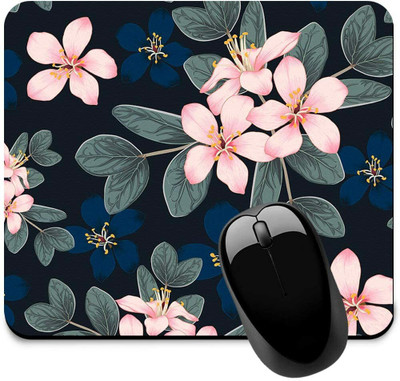 FirseBUY Pink Flower Floral Printed Non-Slip Rubber Base Mousepad for Laptop / Computer Mousepad(Multicolor)