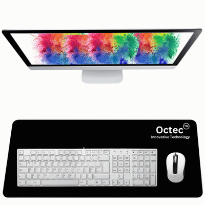 Octec Large Gaming Mouse Pad | Stitched Edges | Water-Resistant | Non-Slip Base Non Slip Base Mousepad(Black)